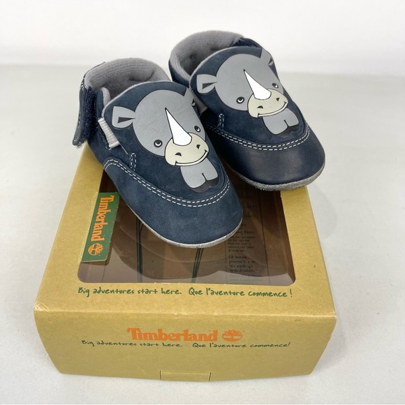 Timberland Navy Rhino Infant Cribbie Blue Crib Shoes Size 2 Soft Sole Leather - Picture 1 of 9